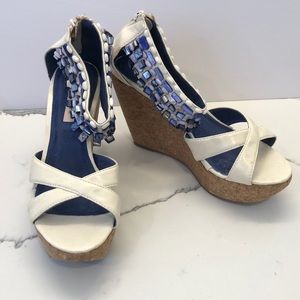 Pilar Abril Cork Platform Shoes Sandals with Decorated Ankle Strap